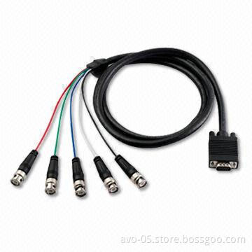 Coaxial Cable, HDB 15 Male to 5 x BNC Mold, Silver-plated Copper Braid